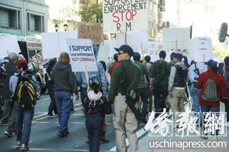 大费城华人枪友会15日游行现场。侨报记者贾玉璇摄 大费城华人枪友会15日游行现场。侨报记者贾玉璇摄