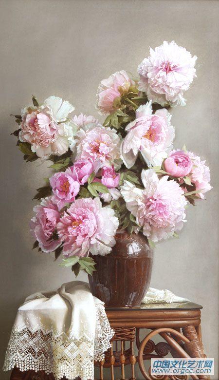 张书良油画牡丹作品